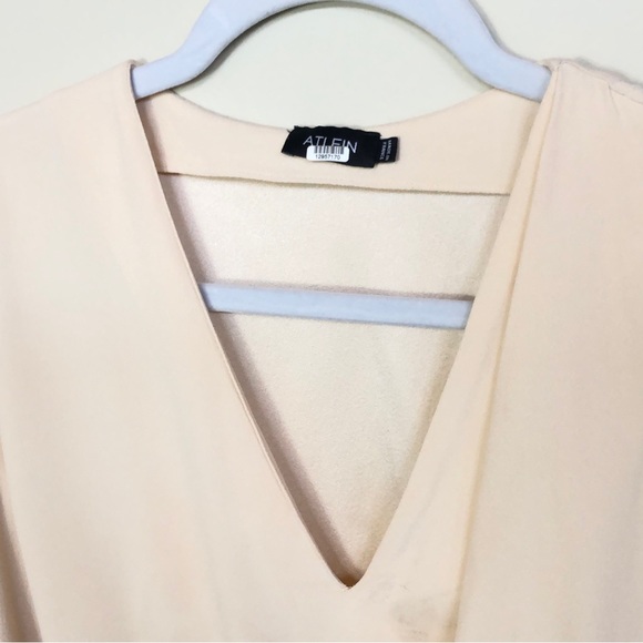 ATLEIN Draped Peplum Blouse Asymmetric Cream FLAWS 36/US6 - Picture 4 of 15